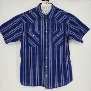 High Noon Shirt Mens XL Western Cowboy Pearl Snap Button Vintage Short Sleeve